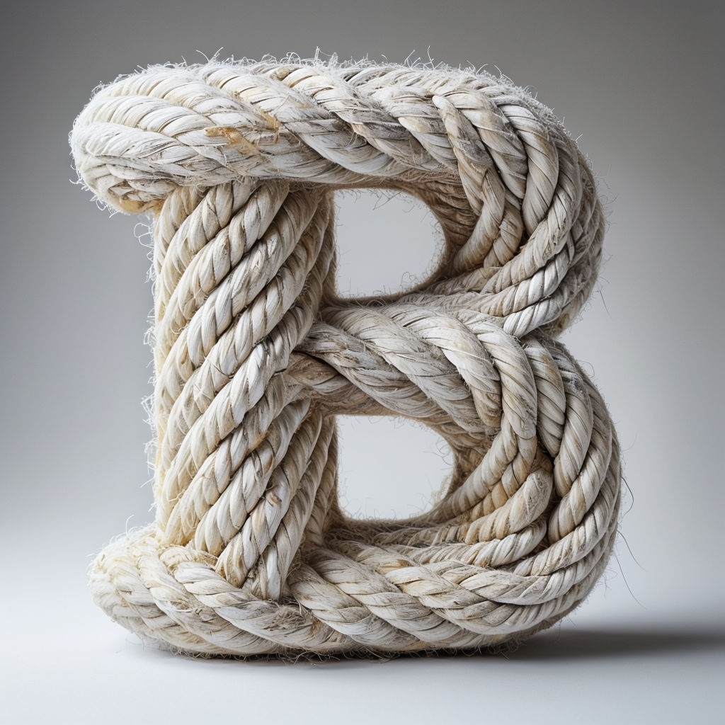 Three-Dimensional Braided Rope Letter B Art