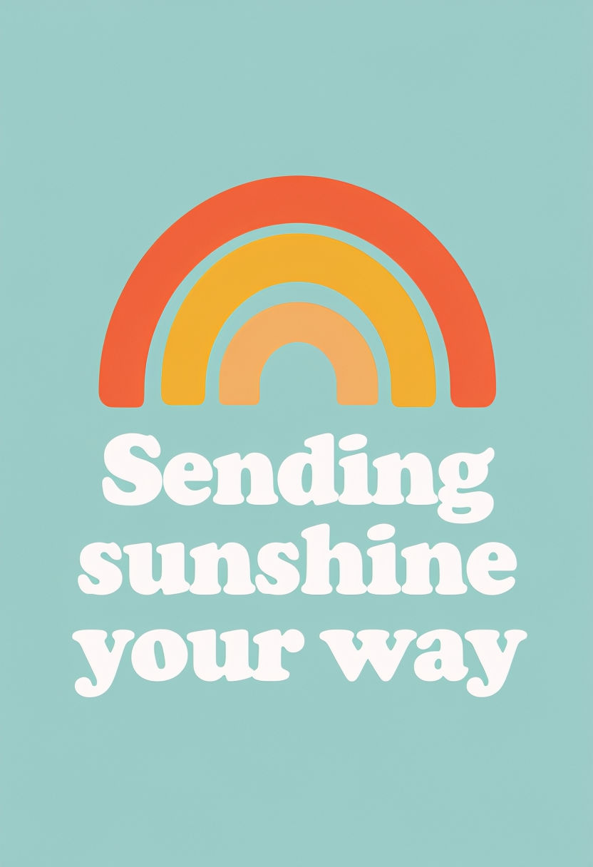 Cheerful 'Sending Sunshine Your Way' Rainbow Card