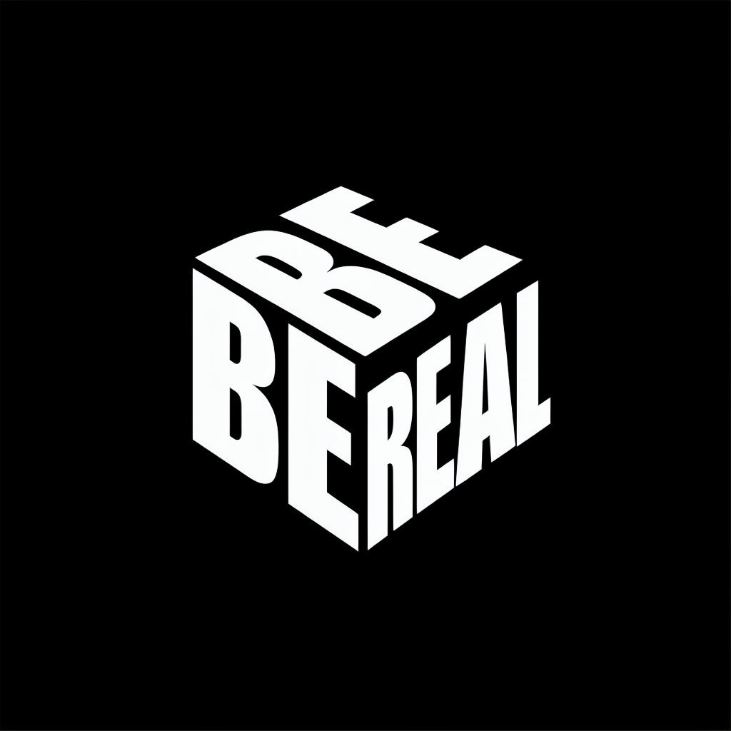 Three-Dimensional "BE REAL" Cube Graphic Design Poster