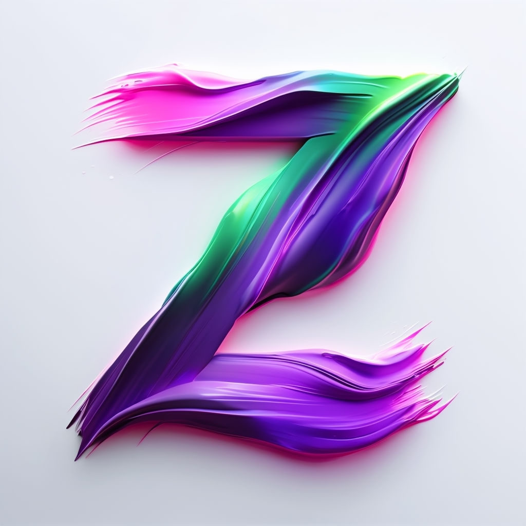 Vibrant Neon Letter Z Brushstroke Artwork Monogram