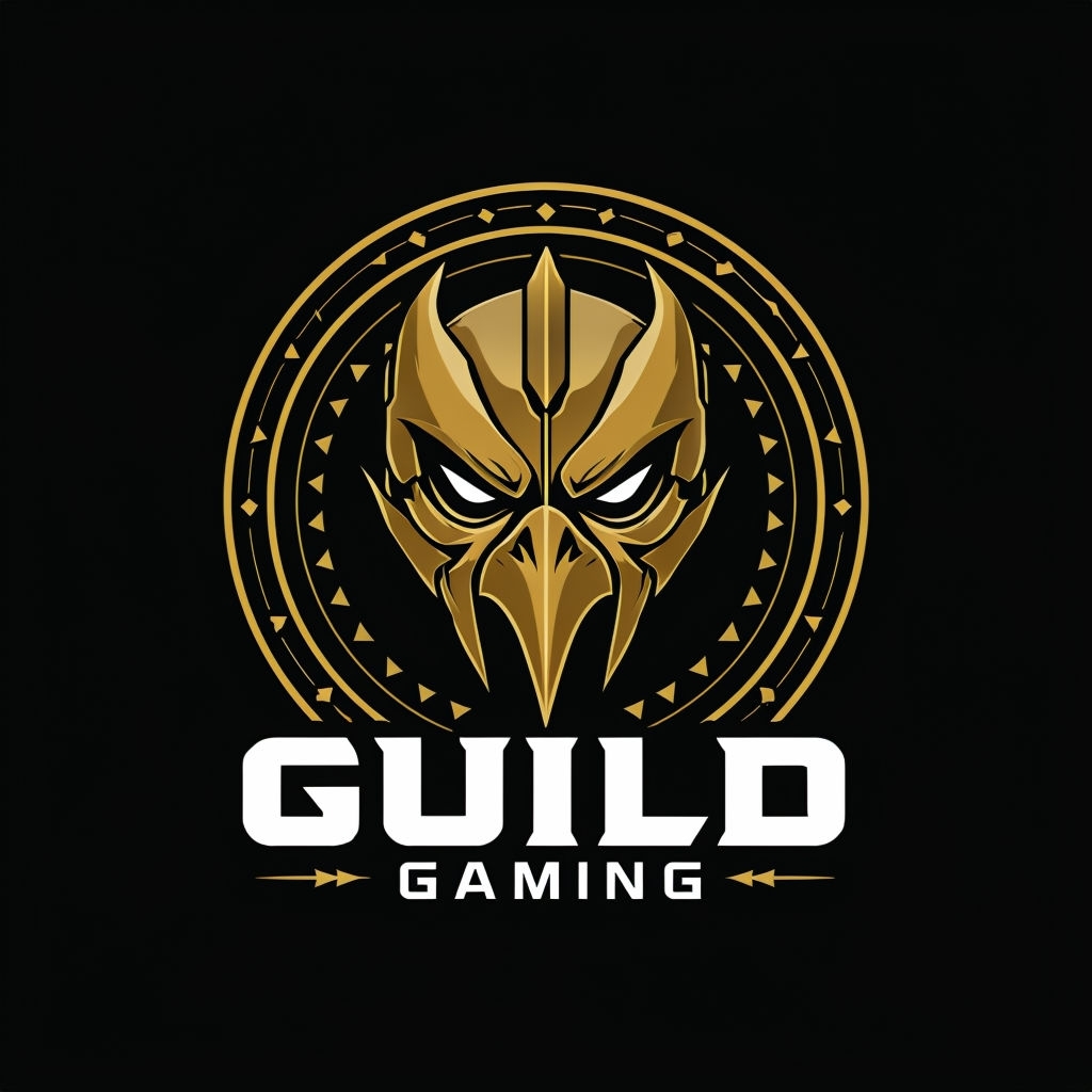 Fierce Gold Mask Gaming Logo with Modern Minimalist Design