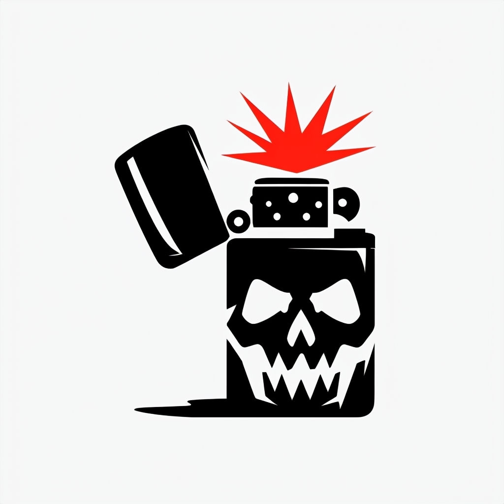 Ominous Skull Design Black Lighter Graphic Sticker