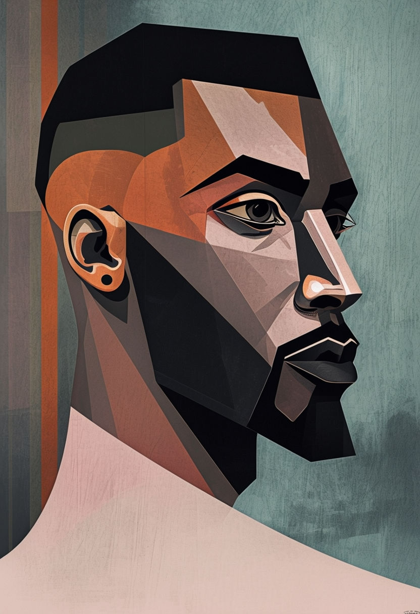 Geometric Fragmented Male Profile Portrait Art