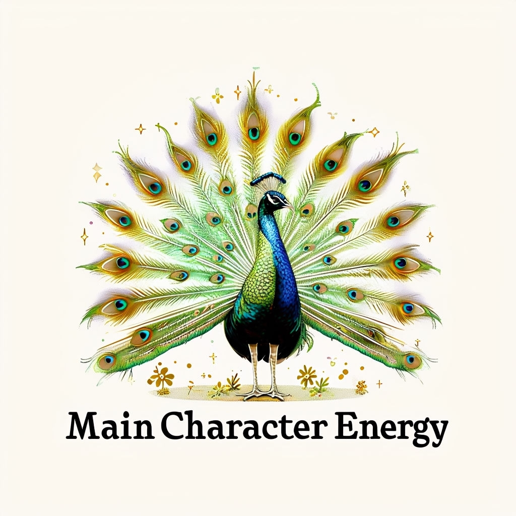 Proud Peacock with Main Character Energy Typography T-Shirt