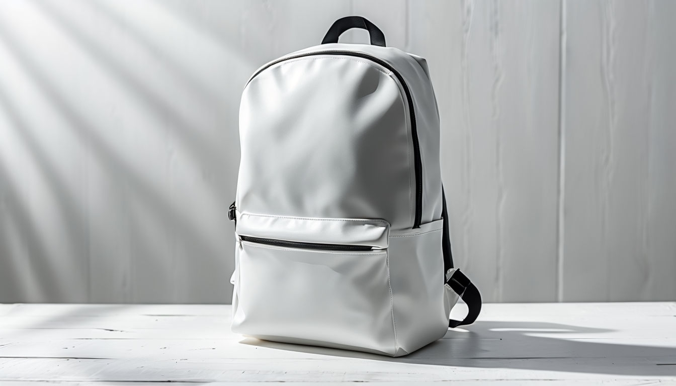 Minimalist White Backpack Product Photography Mockup