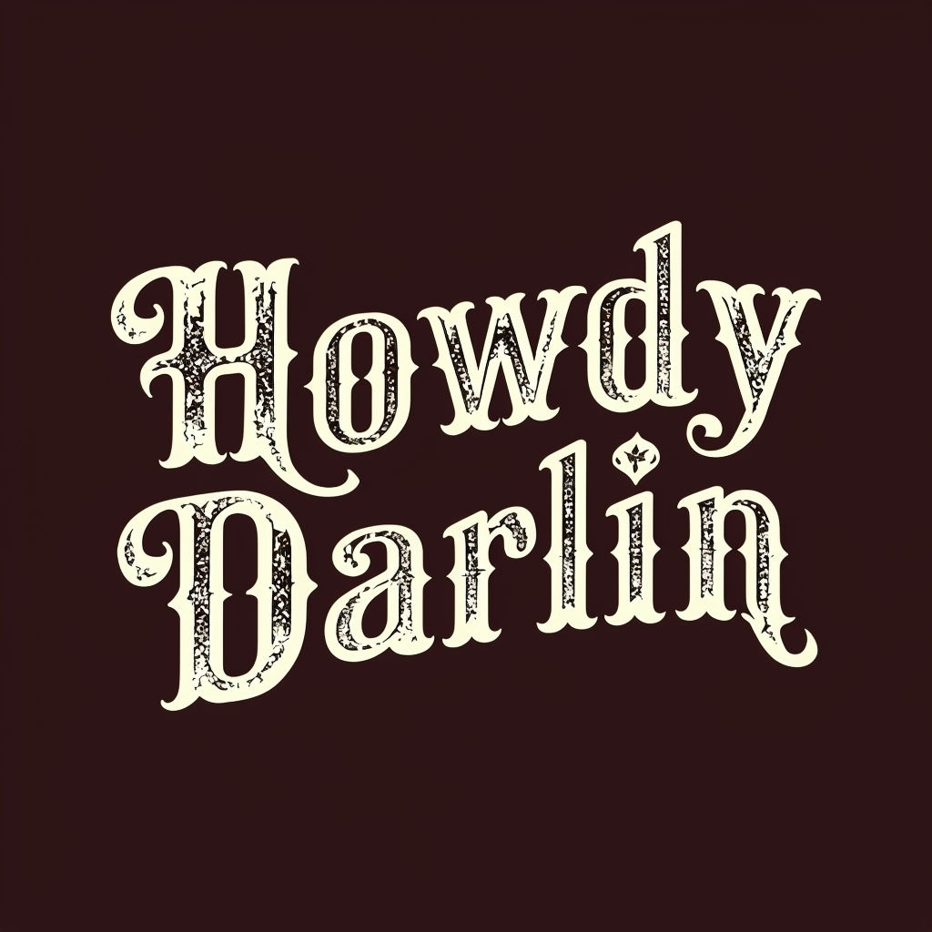 Vintage Western 'Howdy Darlin' Typography Art for Hats