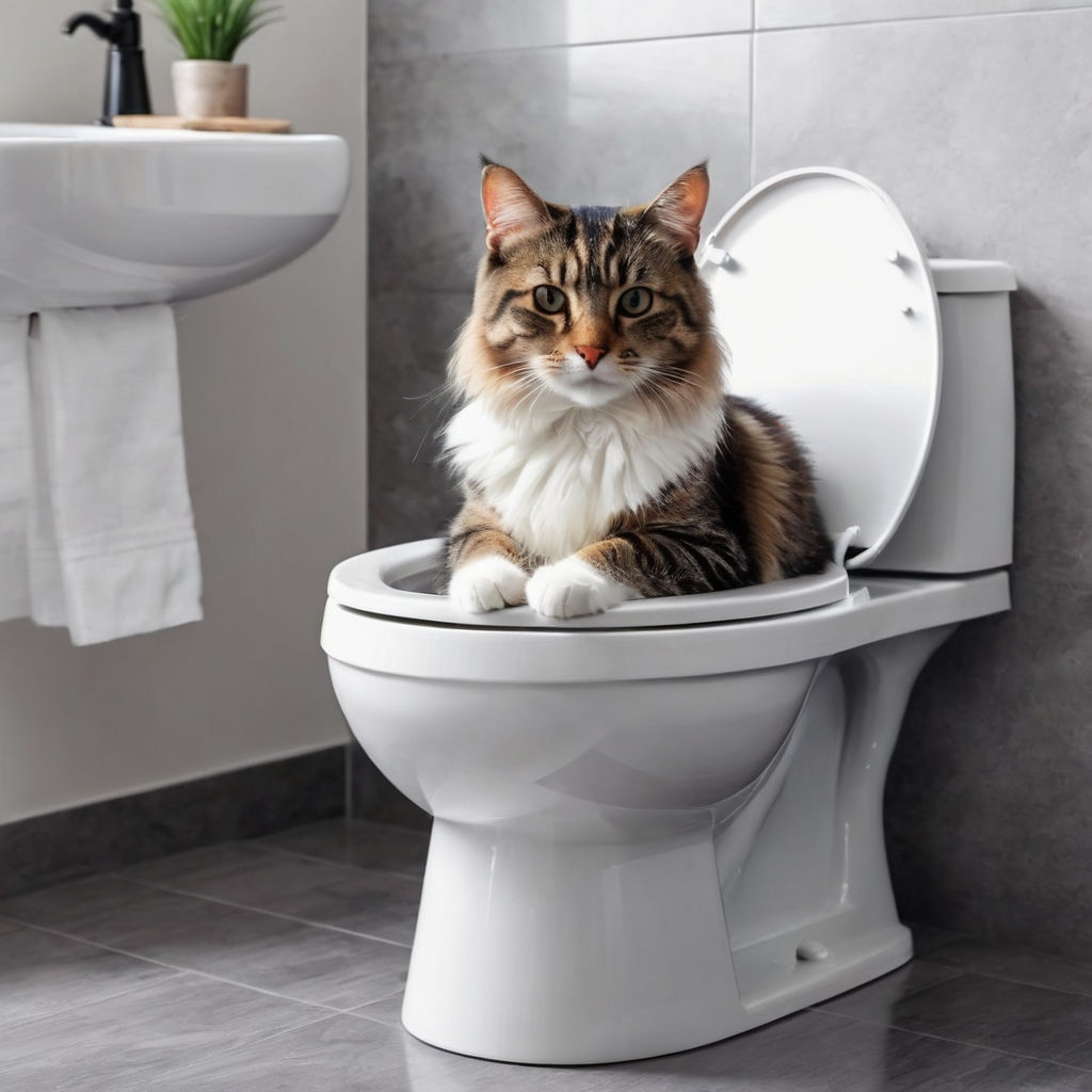 Cat sitting on the toilet by Pewna Osoba - Playground