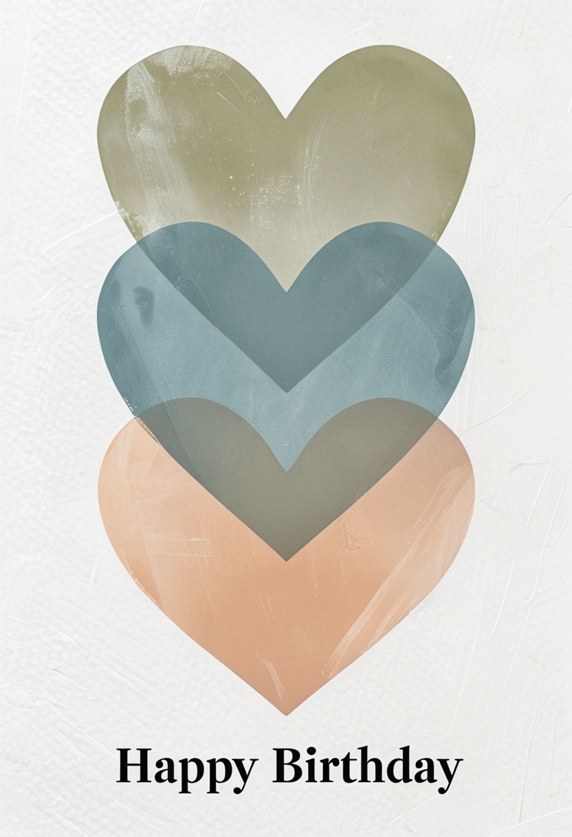 Elegant Minimalist Birthday Card with Overlapping Heart Designs
