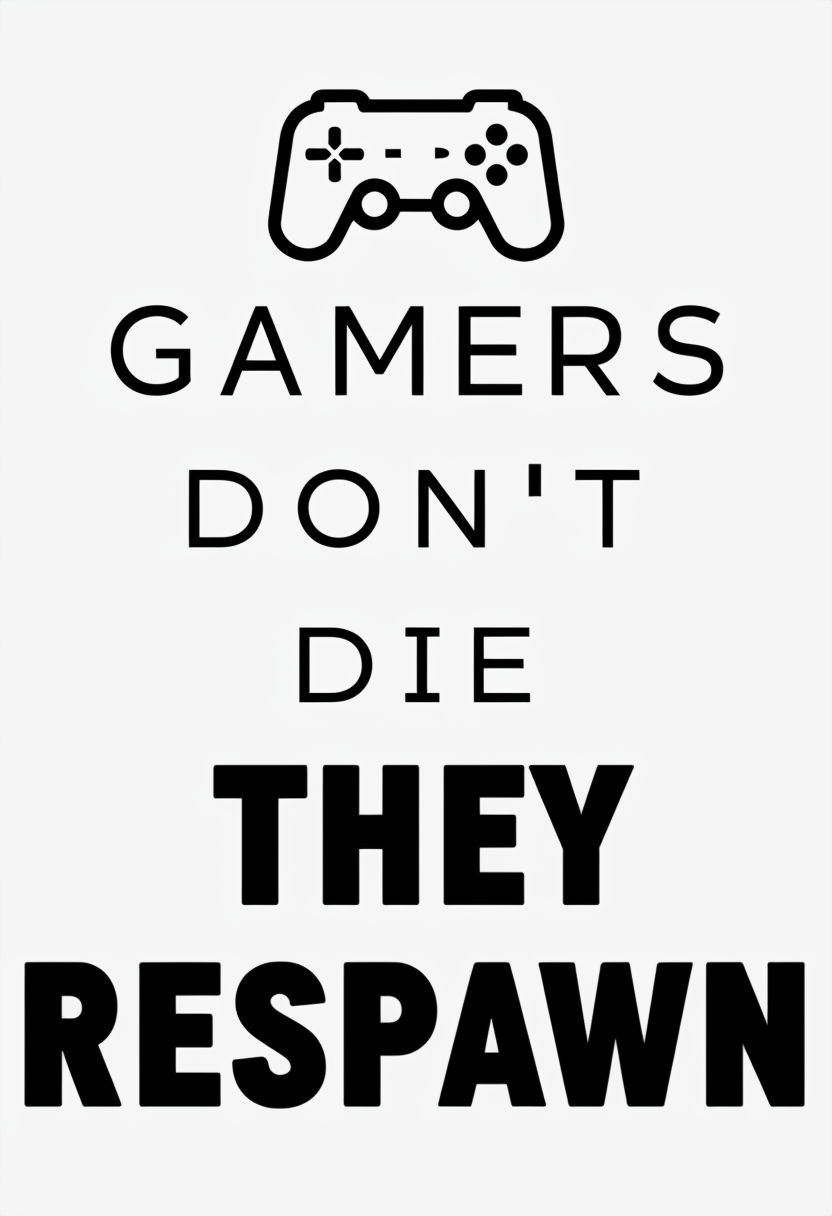 Gamers Don't Die They Respawn Motivational Minimalist Poster