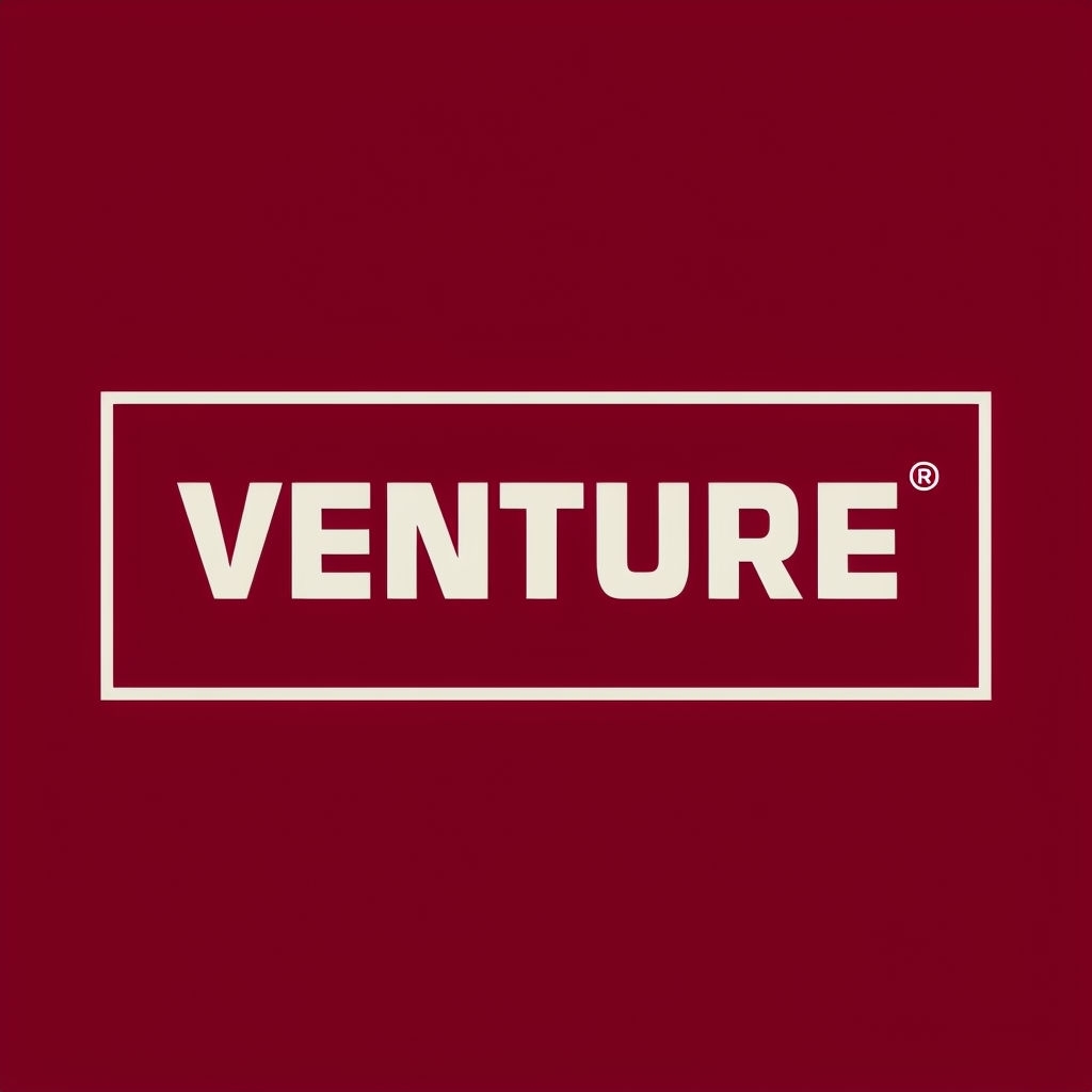 Minimalist Bold VENTURE Logo with Crimson Background Logo
