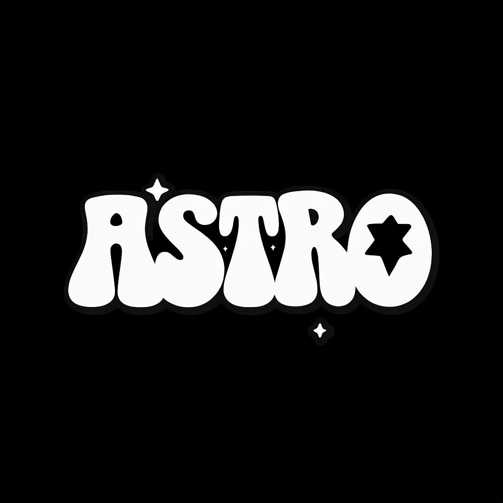 Bold Retro ASTRO Text with Stars Design T-Shirt