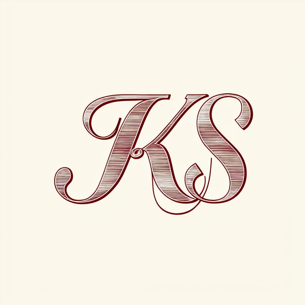 Elegant Burgundy JKS Monogram with Fine Line Hatching Design Monogram