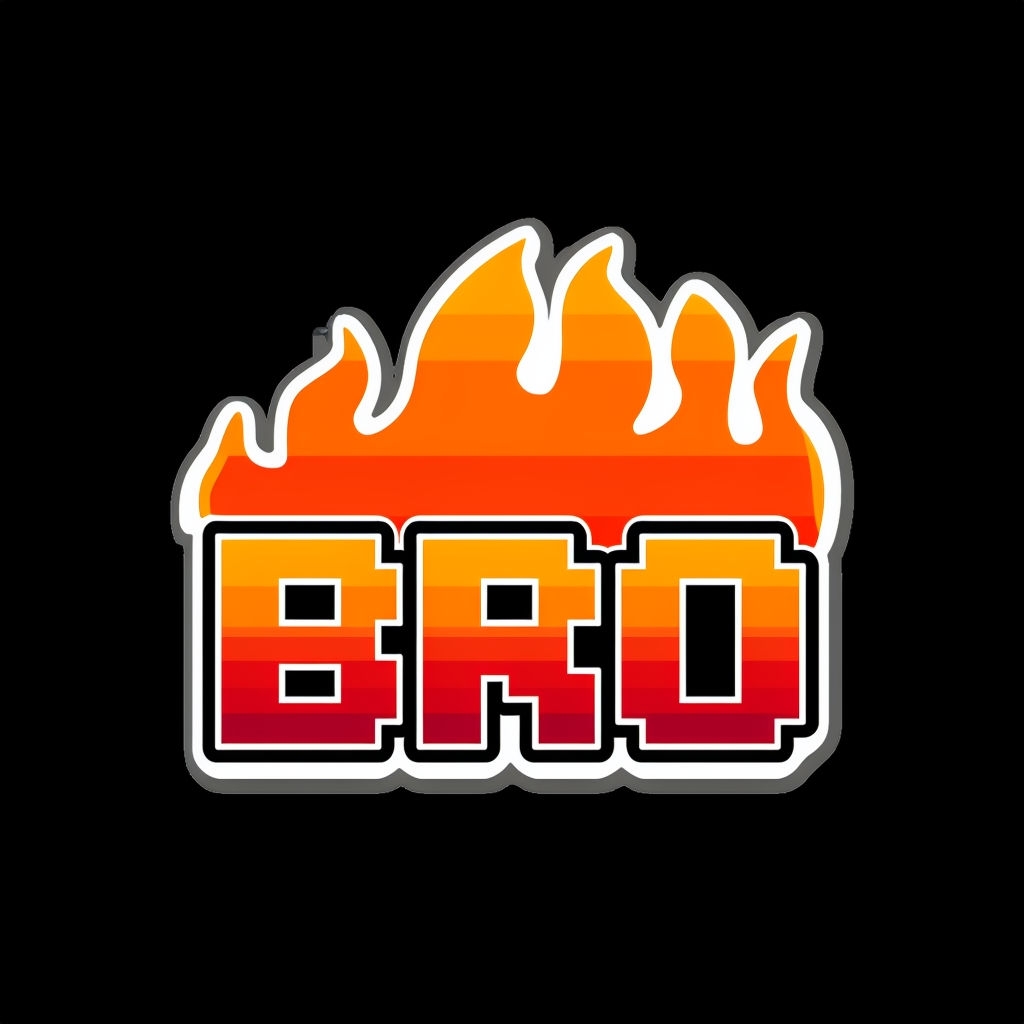 Bold Retro BRO Text with Fiery Flames T-Shirt