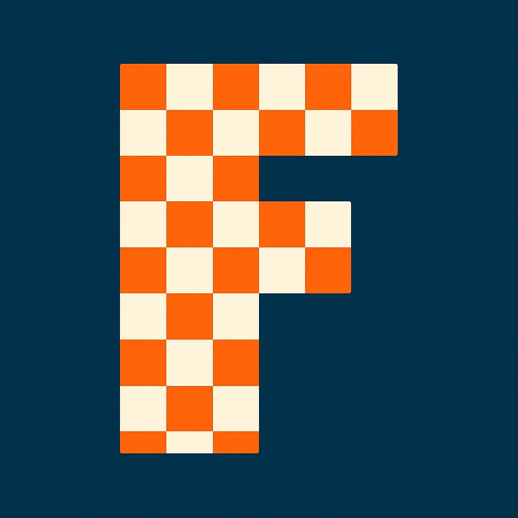 Vibrant Checkerboard Letter F Graphic Design Monogram
