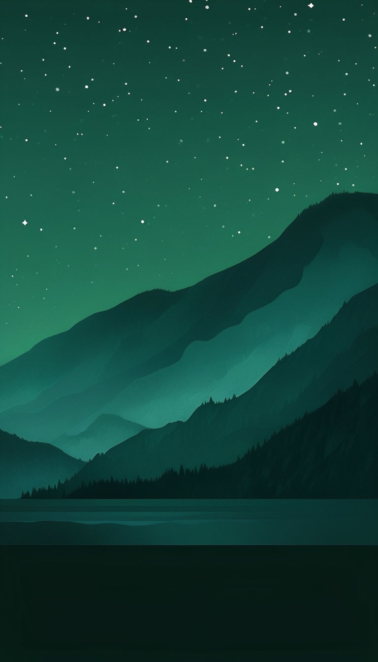 Tranquil Nighttime Landscape with Mountains and Stars Mobile Wallpaper
