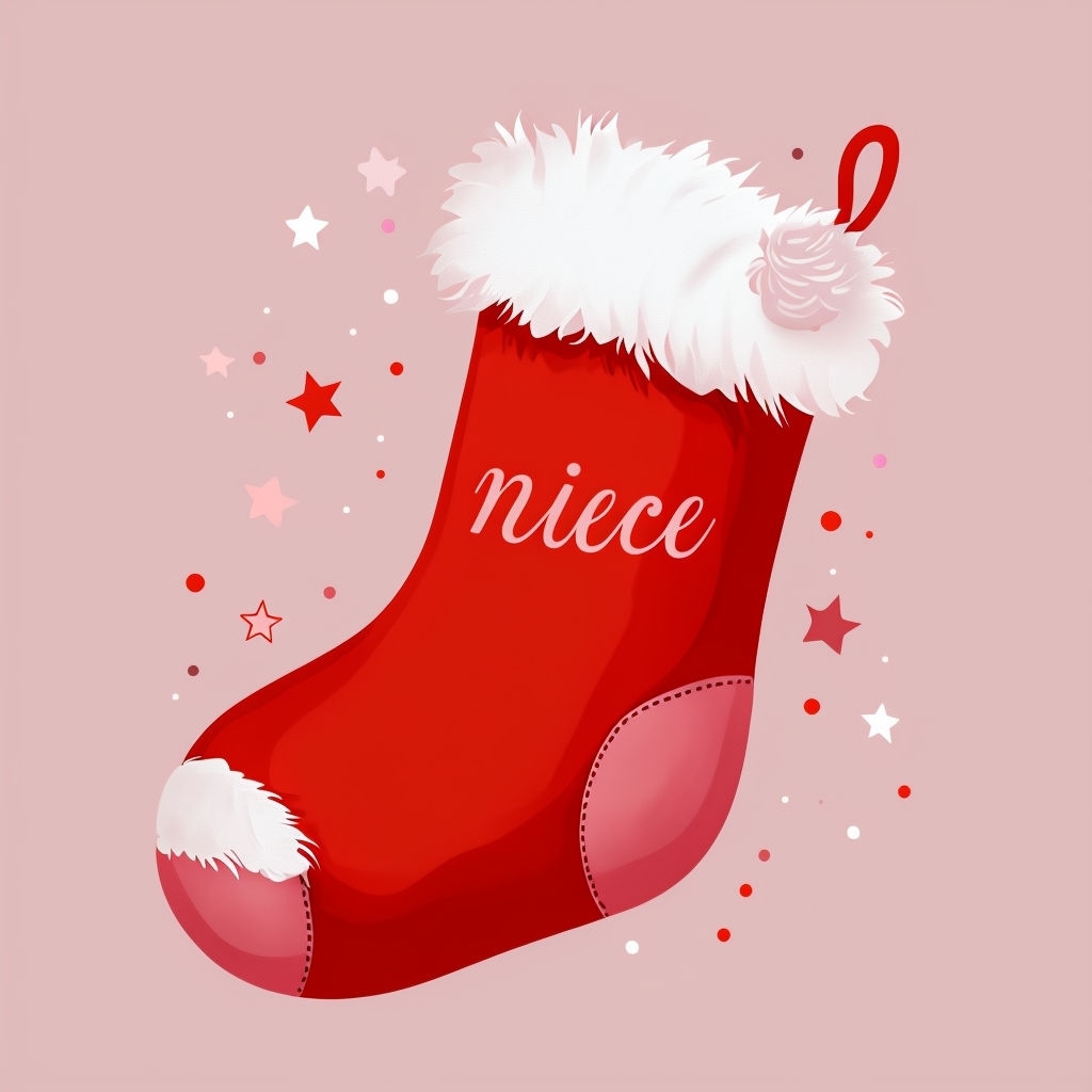 Festive Christmas Stocking Illustration for Niece Holiday Poster