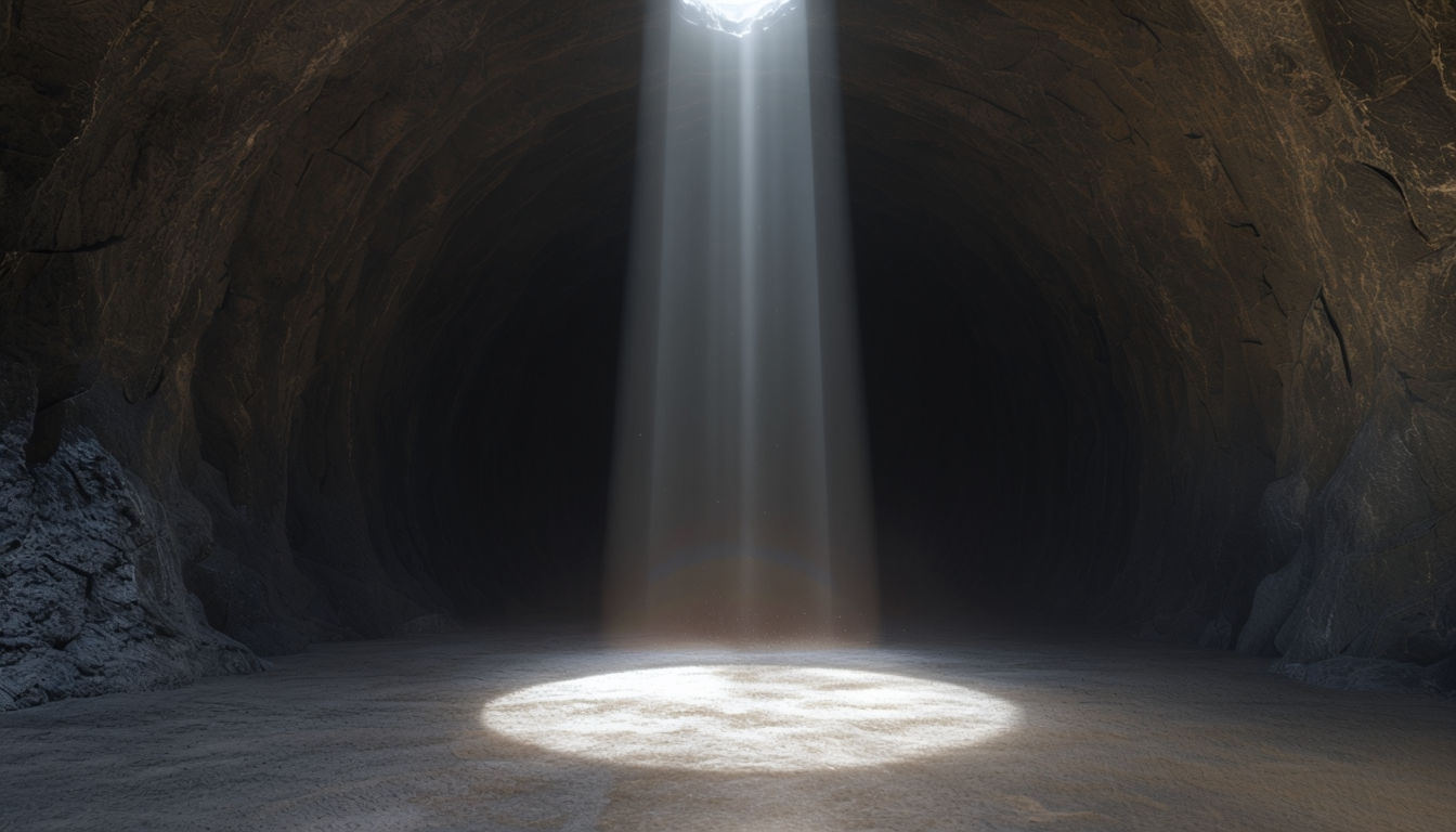 Mysterious Circular Stone Chamber with Dramatic Light Effects Virtual Backgrounds