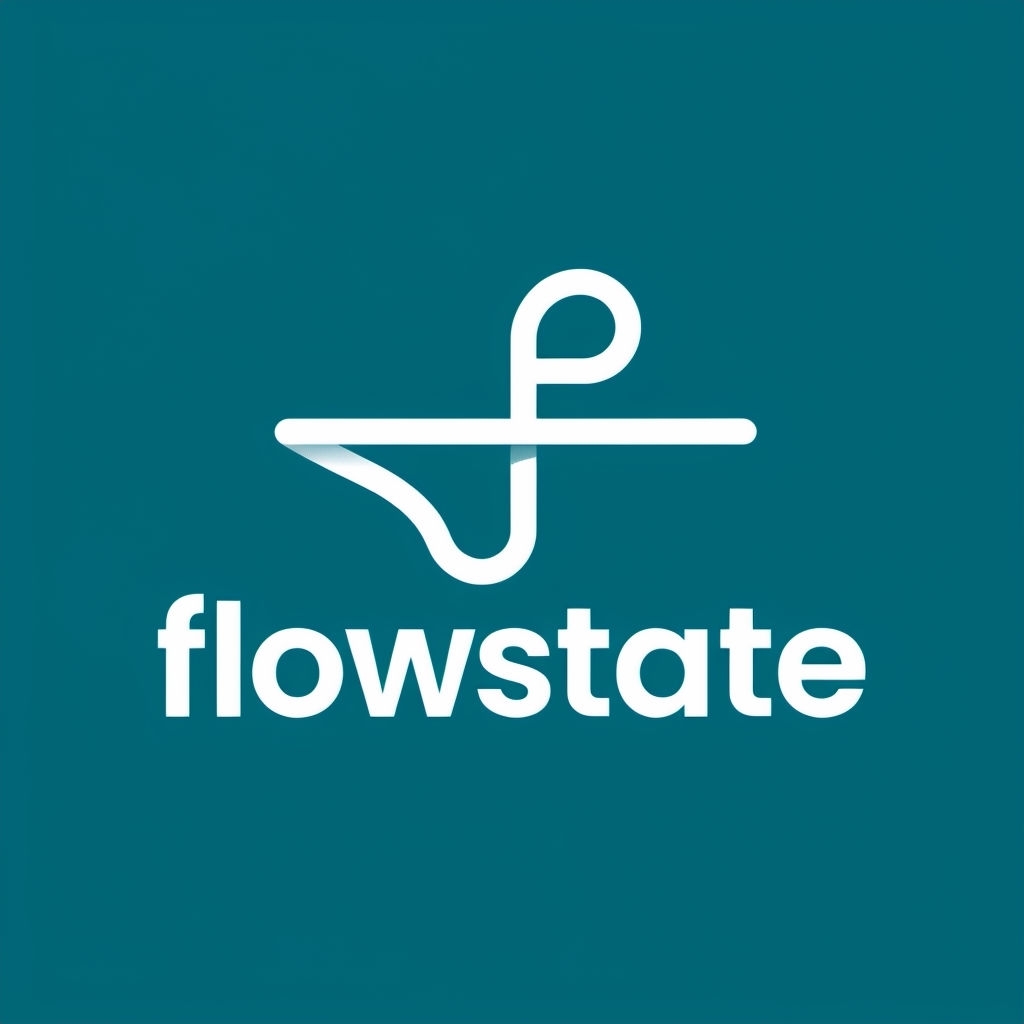 Minimalist Flowstate Modern Logo Design in Teal Background Logo