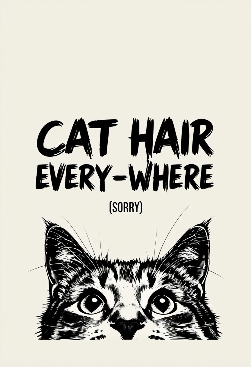 Cat Hair Everywhere Humorous Cat Illustration Poster