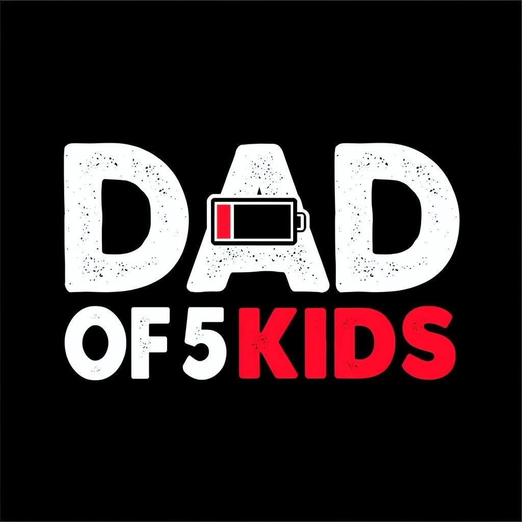 Humorous Dad of 5 Kids Graphic Design T-Shirt