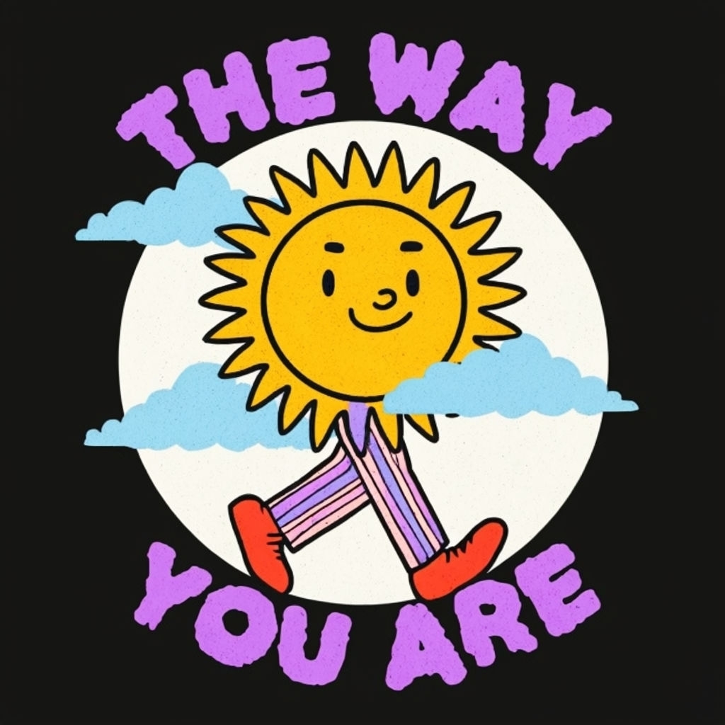 Cheerful Cartoon Sun Walking with Striped Pants Art