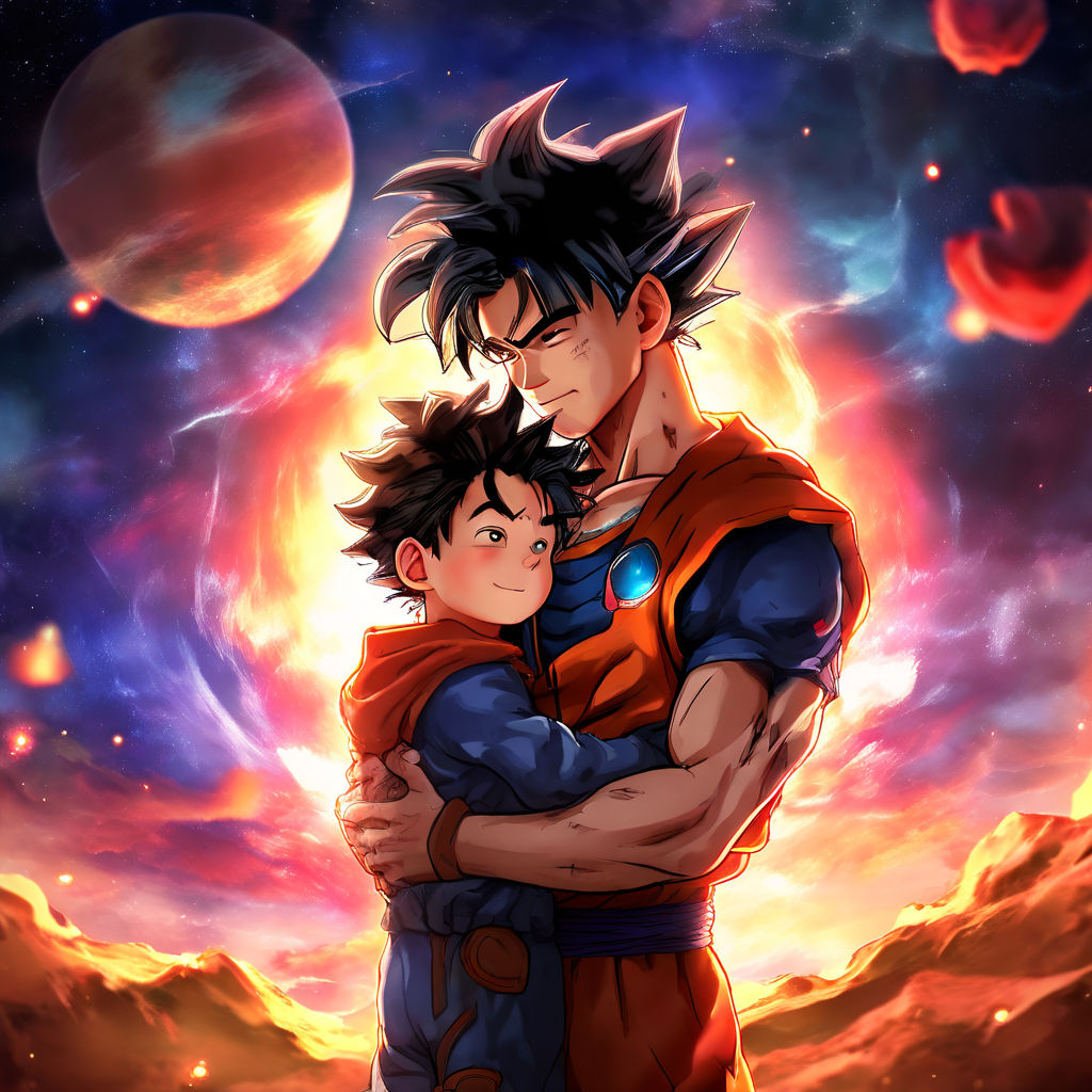 Goku and jogo hug both