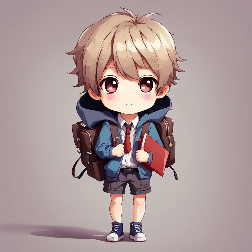 a anime style chibi boy