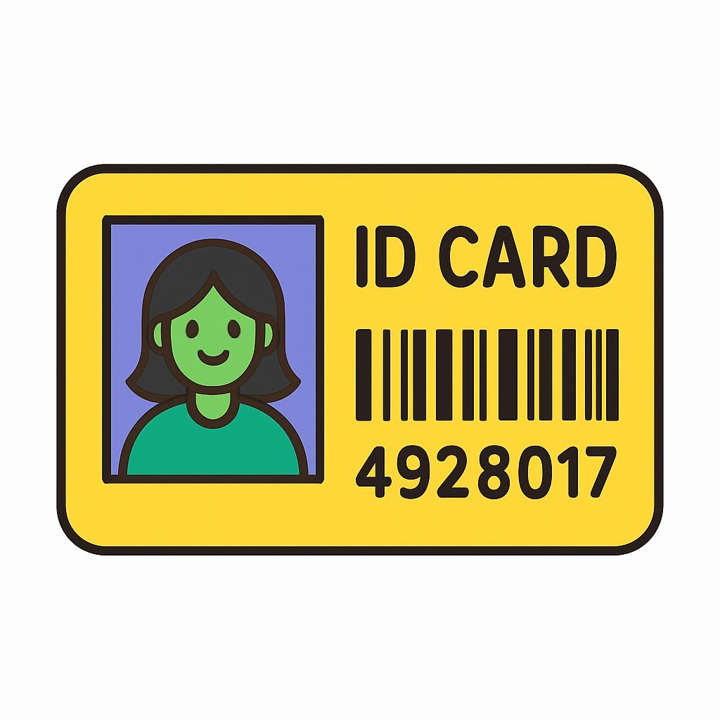 Bright Golden ID Card Illustration with Cartoon Character Sticker