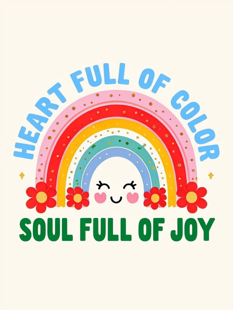Cheerful Rainbow Heart Full of Color Design T-Shirt