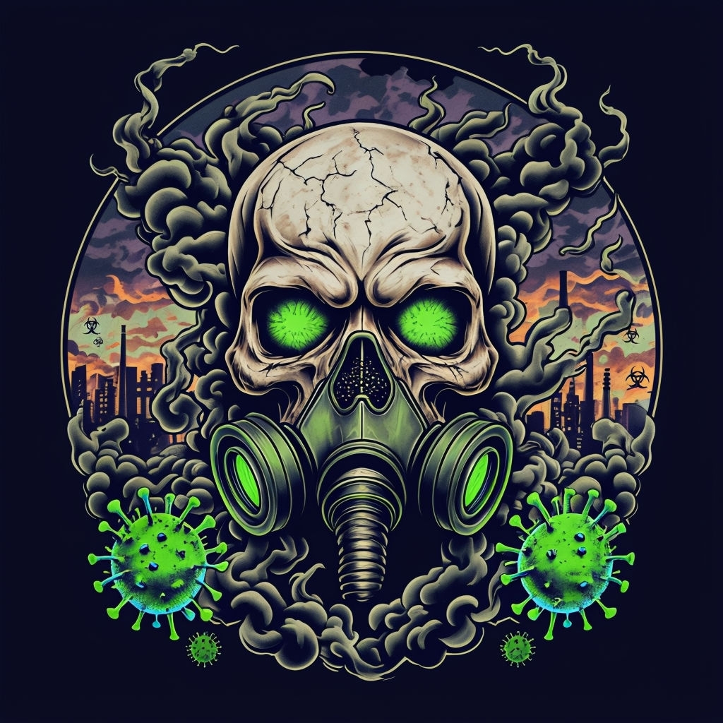 Neo-Traditional Skull Gas Mask Tattoo Art T-Shirt