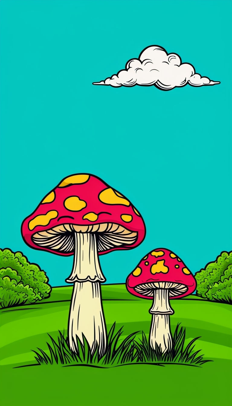 Whimsical Red and Yellow Mushroom Outdoor Scene Phone Case Cover