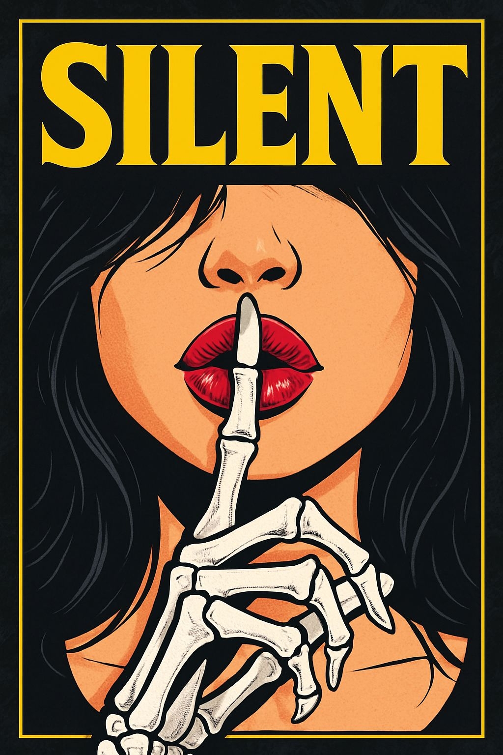Mysterious Comic Style Illustration of Silent Gesture Poster