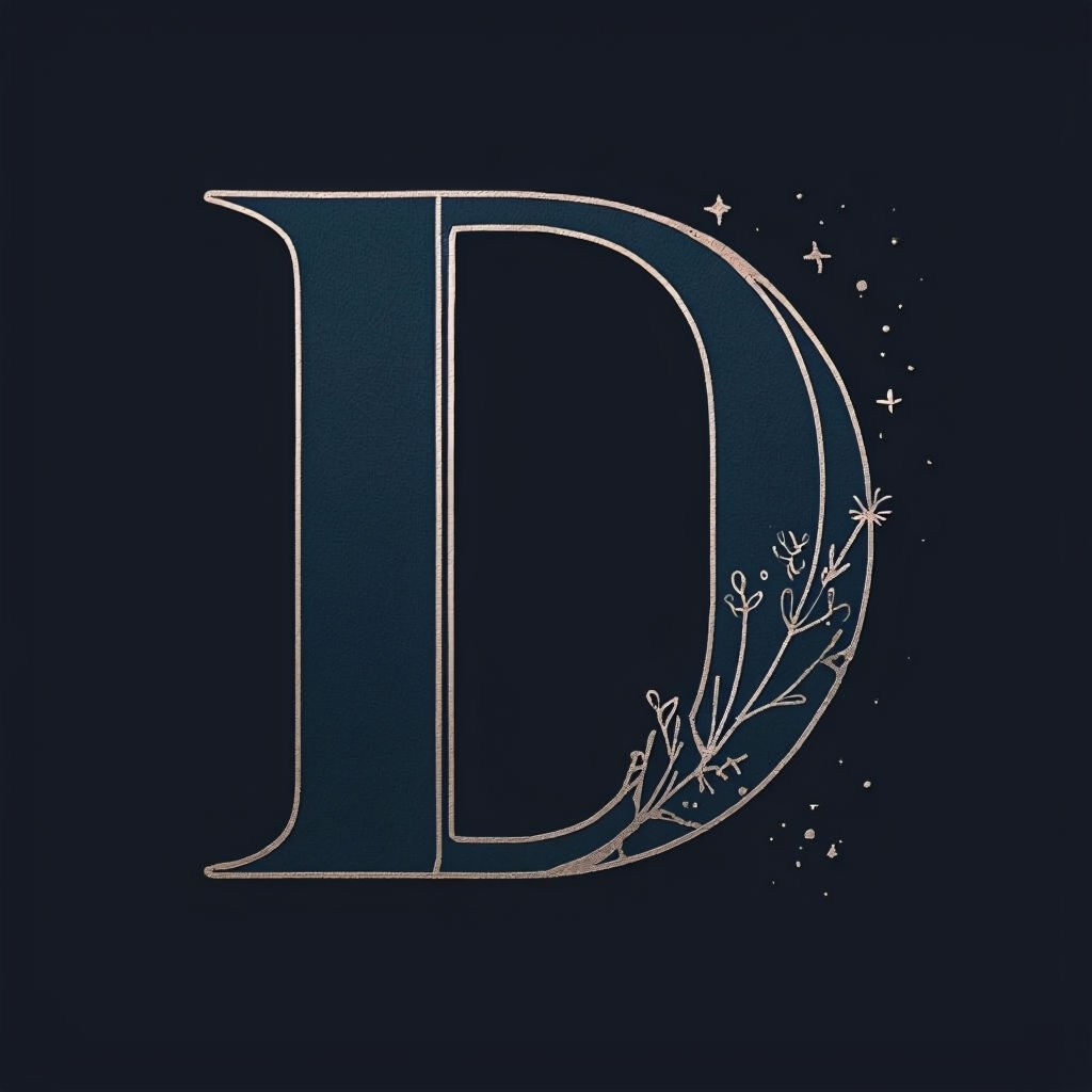 Elegant Bold D Monogram with Metallic Accents and Stars Monogram