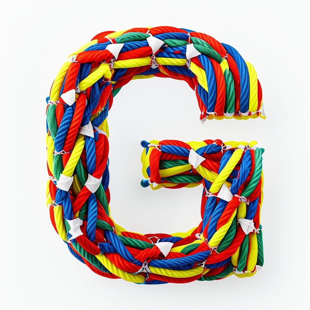 Colorful Intertwined Carnival Tent Rope Letter G Monogram