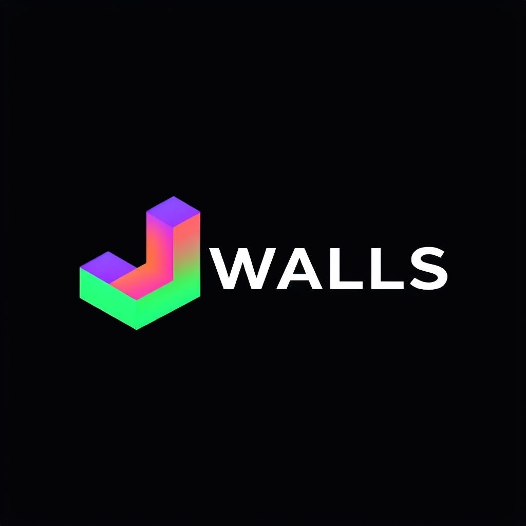 Minimalist WALLS Logo with Colorful Geometric Element Design Logo