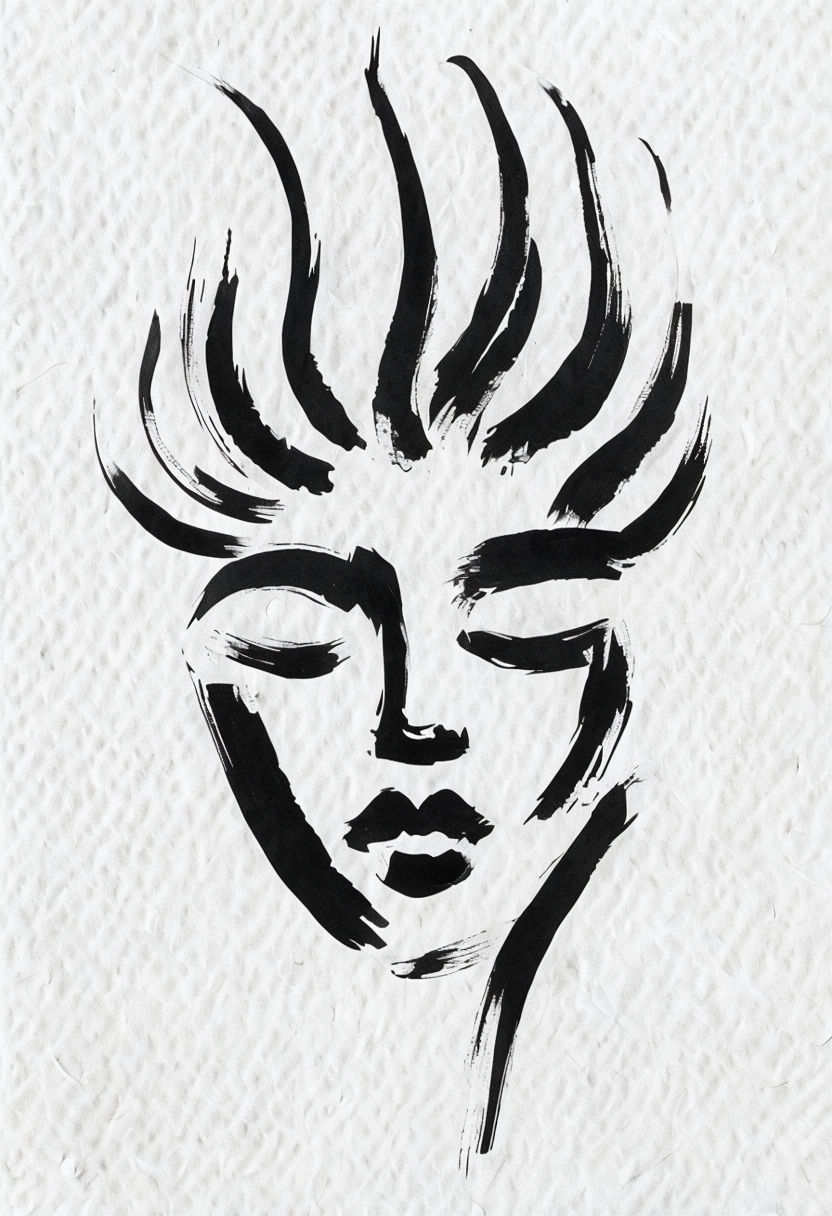 Minimalist Black Ink Stylish Human Face Art Poster