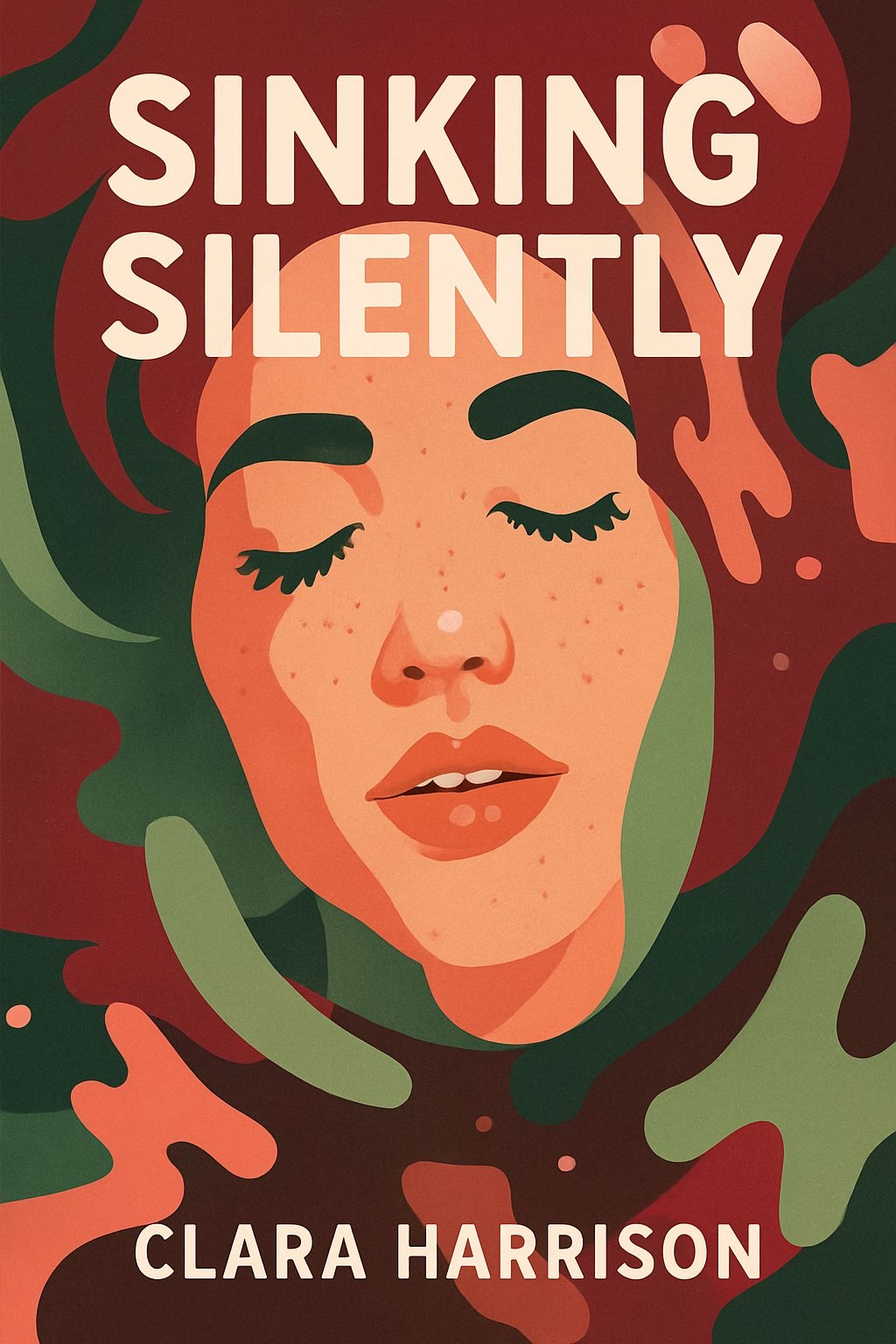 Modern Digital Art of Sinking Silently Woman's Face EBook Cover