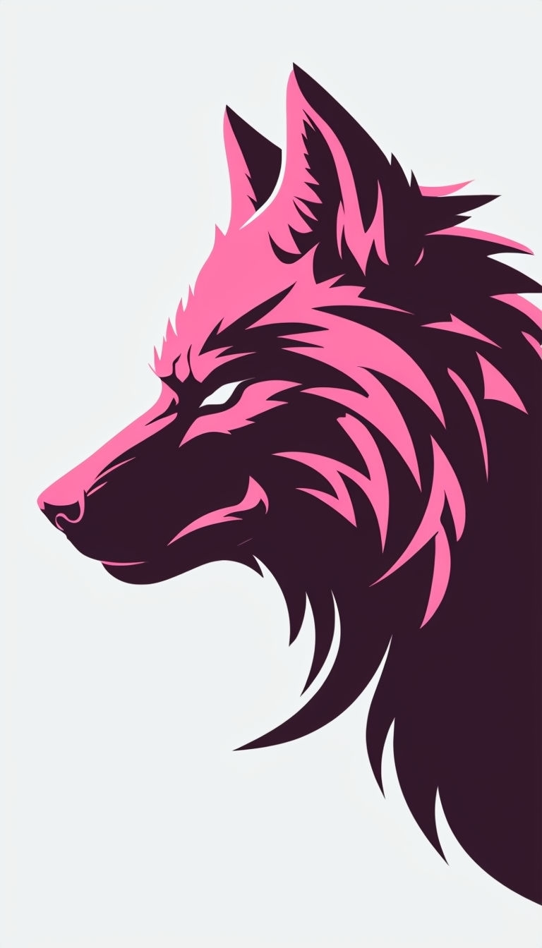Stylized Pink Wolf Silhouette Minimalist Design Phone Case Cover