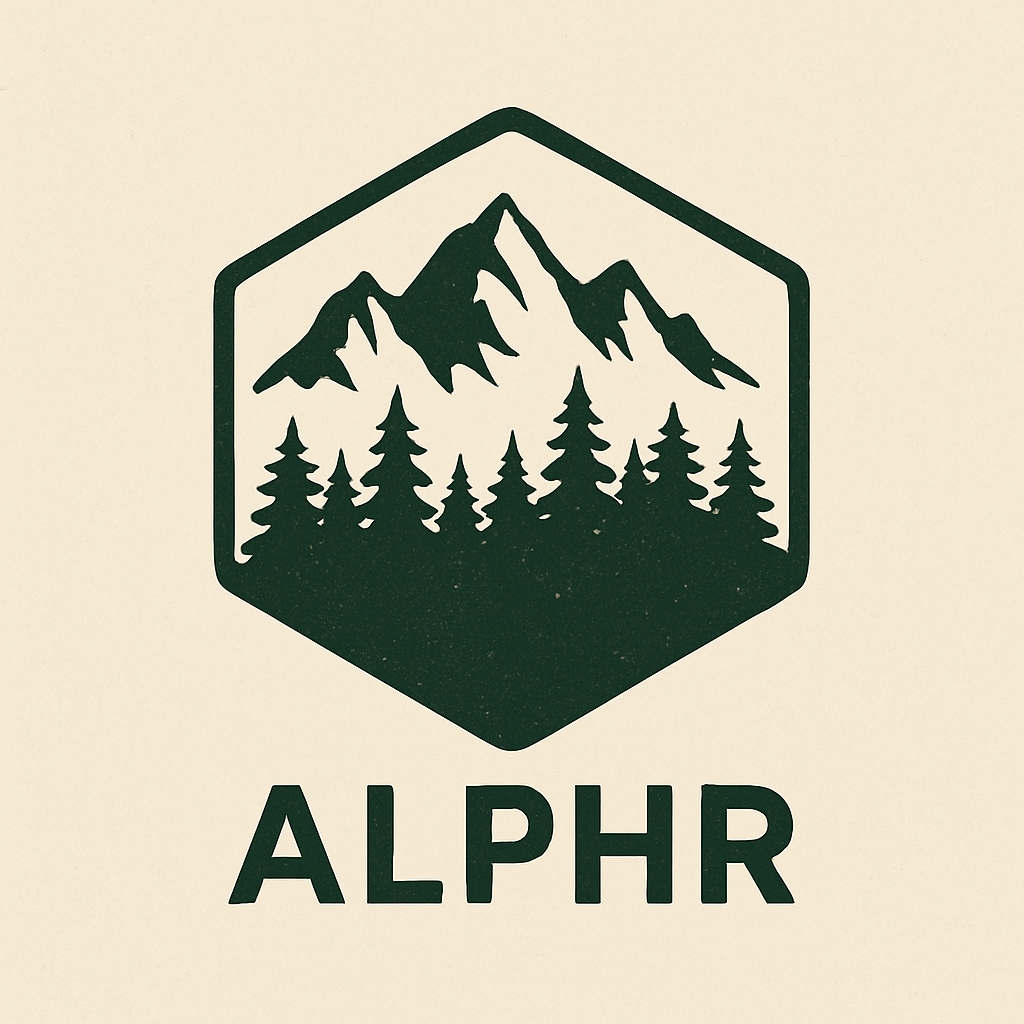 Vintage Hexagonal Mountain Emblem for ALPHR Logo
