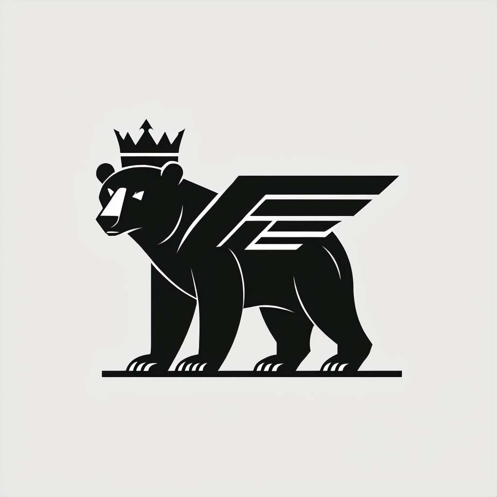 Stylized Black Bear with Wings Minimalist Logo Design