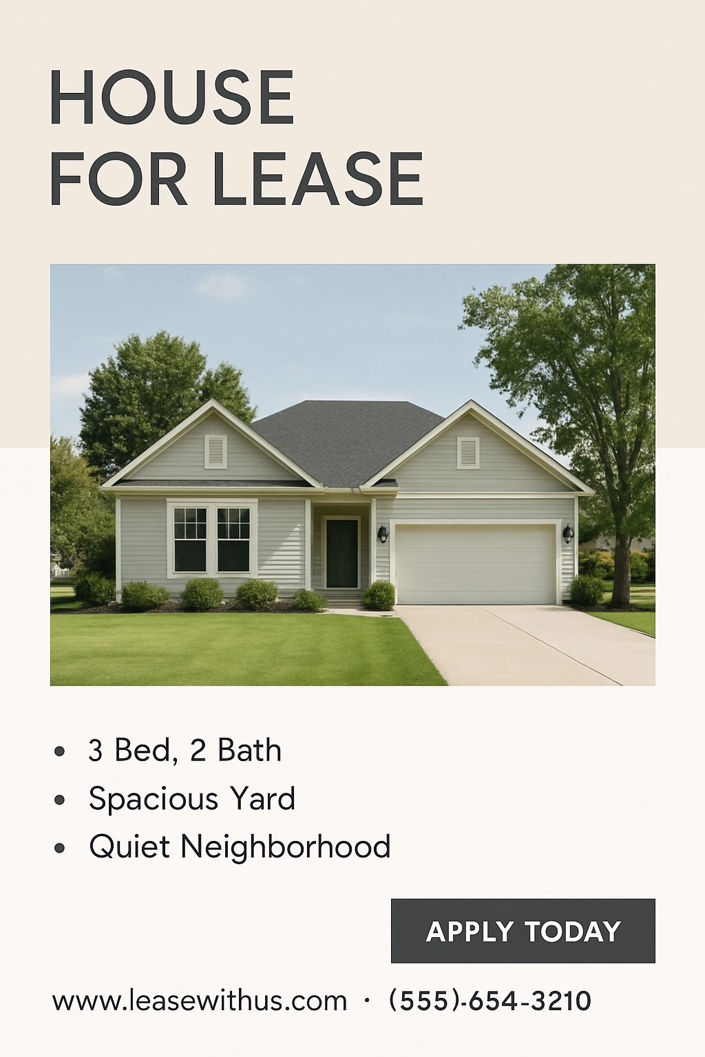 Modern House for Lease with Inviting Features Flyer