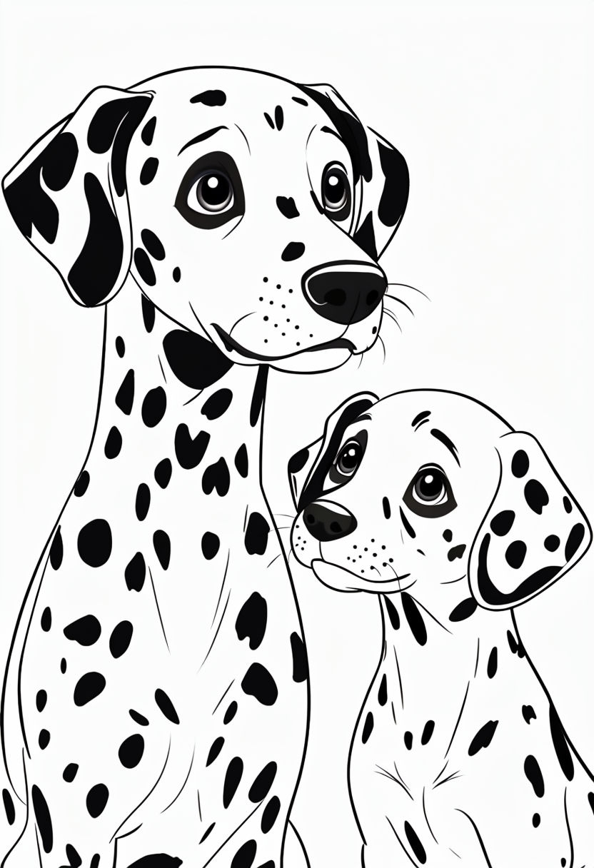 Cute Dalmatian Dogs Coloring Page for Kids