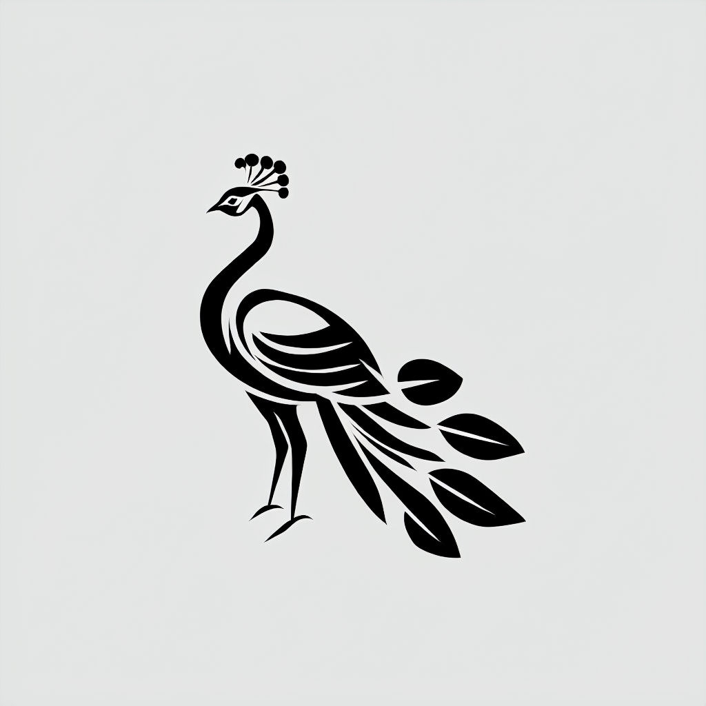 Elegant Minimalist Peacock Logo Design on Gray Background