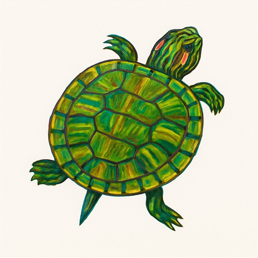 Vibrant Hand-Painted Turtle Illustration Sticker