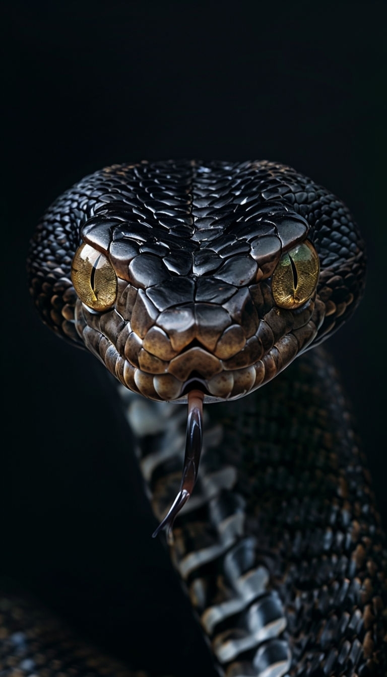 Captivating Close-Up of a Venomous Snake with Intense Gaze Mobile Wallpaper