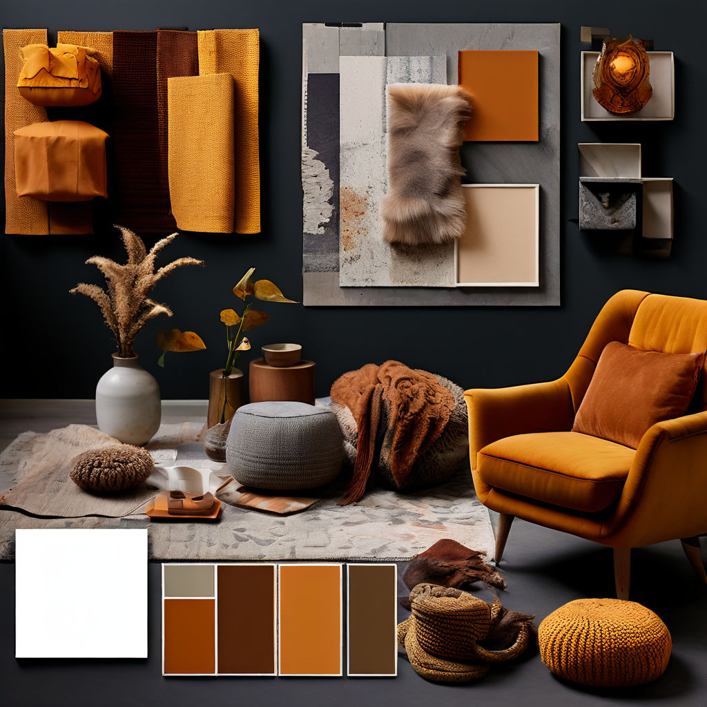Mood board layout for an interior design portfolio by Pete and