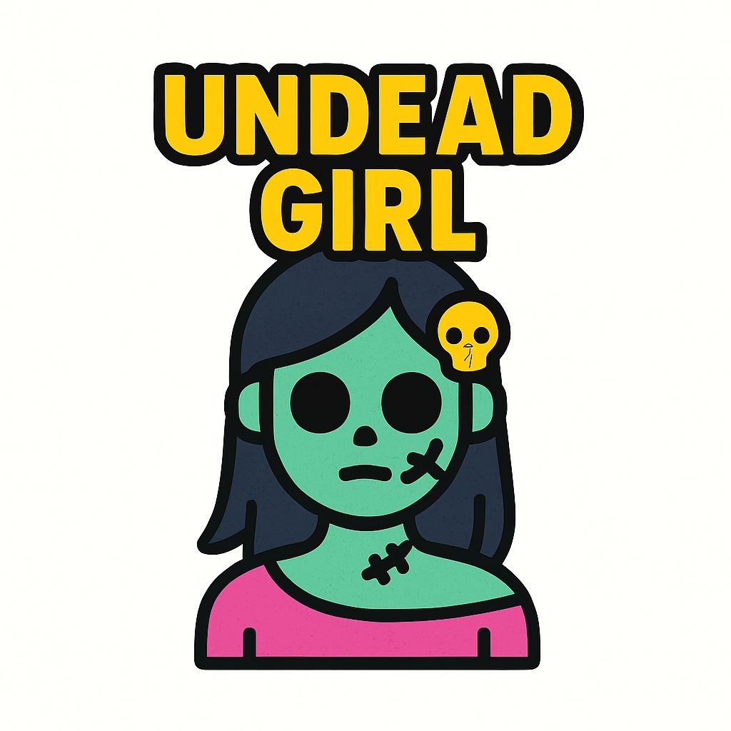 Playful Undead Girl Zombie Character Cartoon Sticker