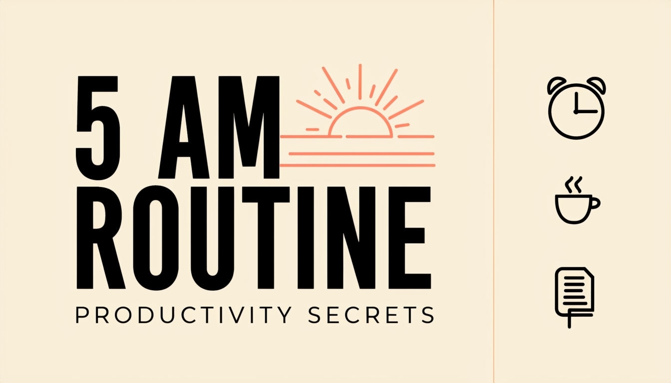 5 AM Routine Thumbnail for Productivity Social Media Post