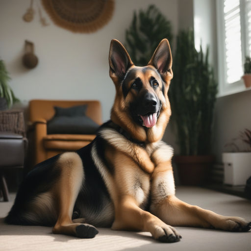 A relaxed german shepherd dog sitting in a room by Muhammad Saad Ashraf ...