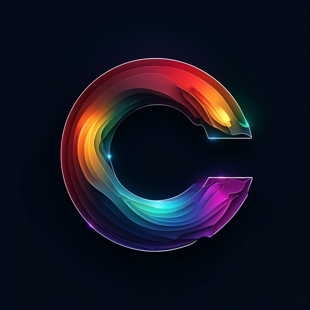 Vibrant 3D Letter C Paper Cutout Monogram Art